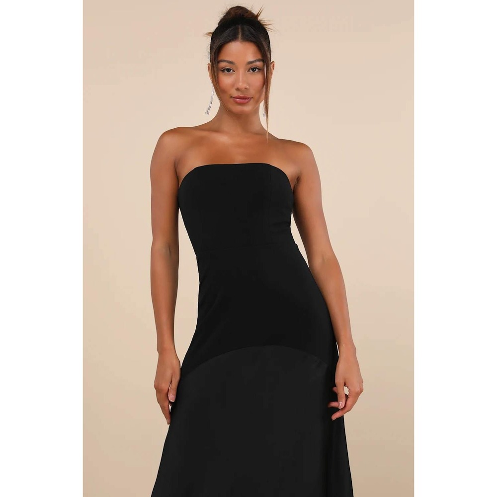 Lulus Compelling Style Black‎ Strapless A-Line Maxi Dress Size Medium - Picture 3 of 4